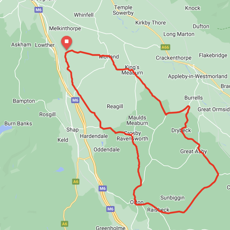 cycling route around Eden Valley loop 1