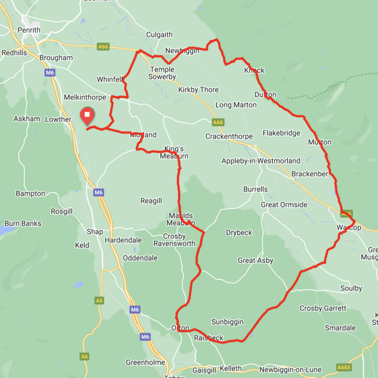 cycling route around Eden Valley loop 1